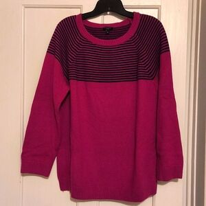 Talbot's women's sweater - magenta with navy stripes, size 1X